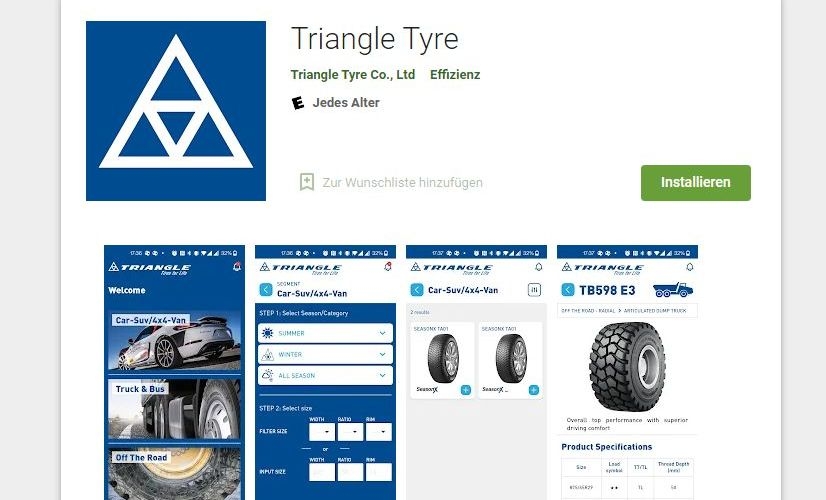 Die neue App von Triangle Tyre steht im Play Store bereits zum Download parat.