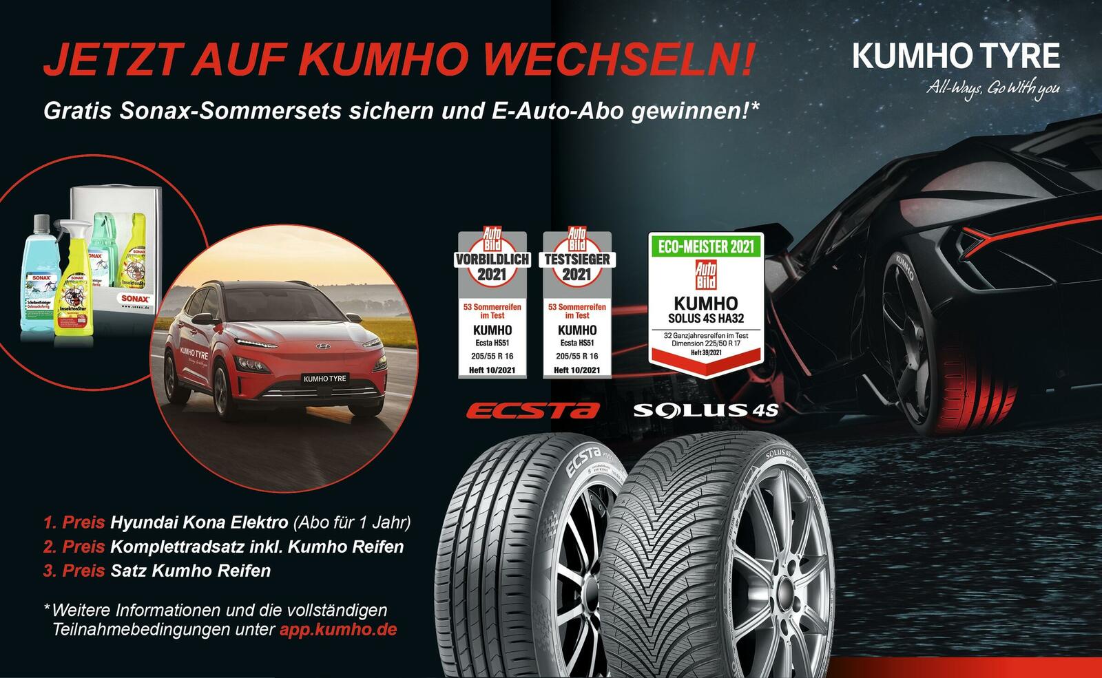 Kumho Tyre startet ab ersten März eine Sell-Out-Aktion für Endkunden. 