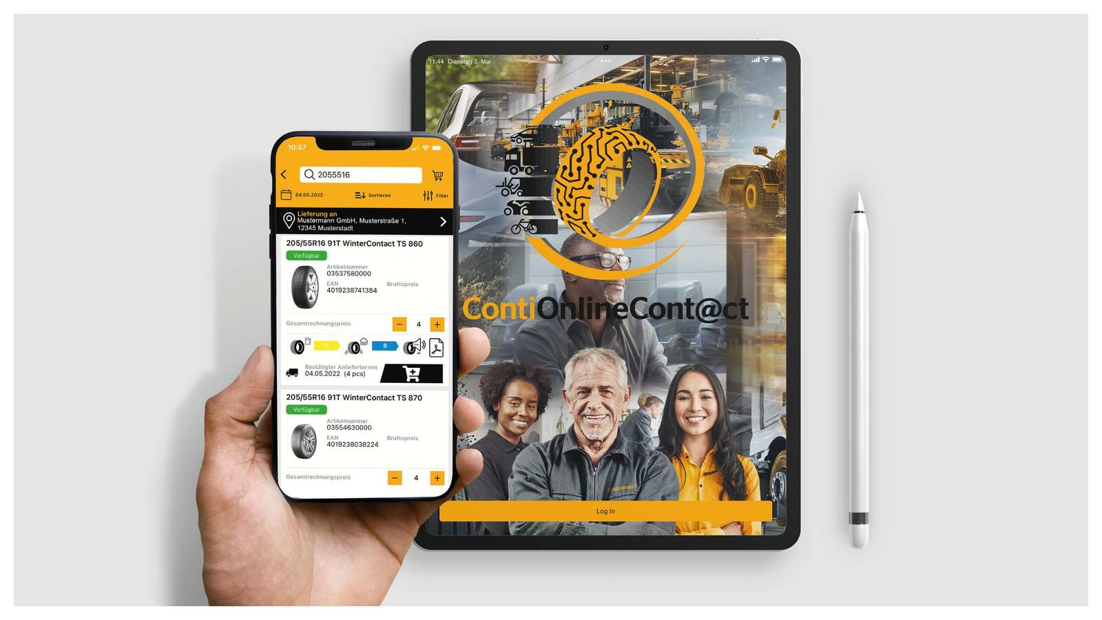 Nun auch für Smartphones und Tablets verfügbar: die Bestellplattform Conti Online Contact (COC).