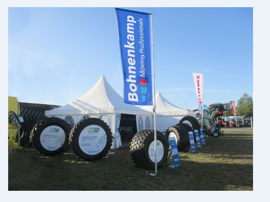 Während der MeLa zeigt Bohnenkamp hochmoderne Niederdruck-Reifen für unterschiedliche Agrar-Einsatzszenarien.