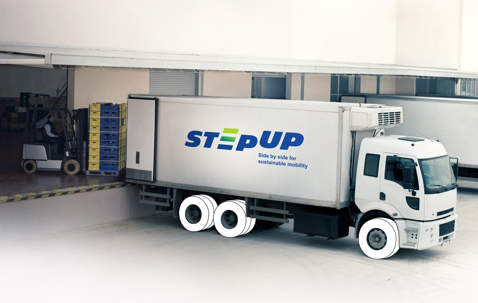 „Step up – Seite an Seite für eine nachhaltige Mobilität“ heißt der Messeslogan von Michelin für die Transport Logistic in München.