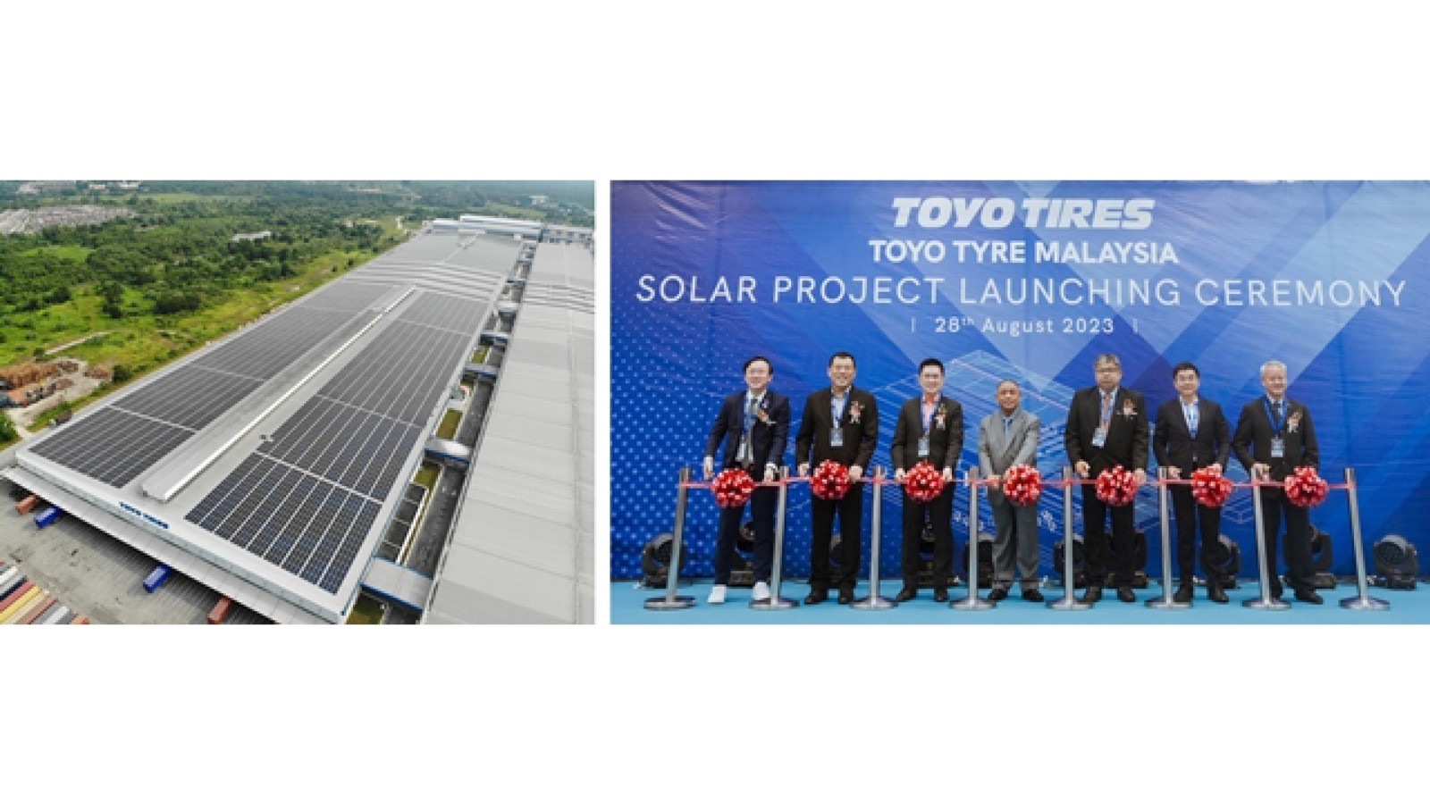 Links ist die Solaranlage auf der TTM-Fabrik zu sehen und rechts die Farbbanddurchtrennung der August-Veranstaltung.